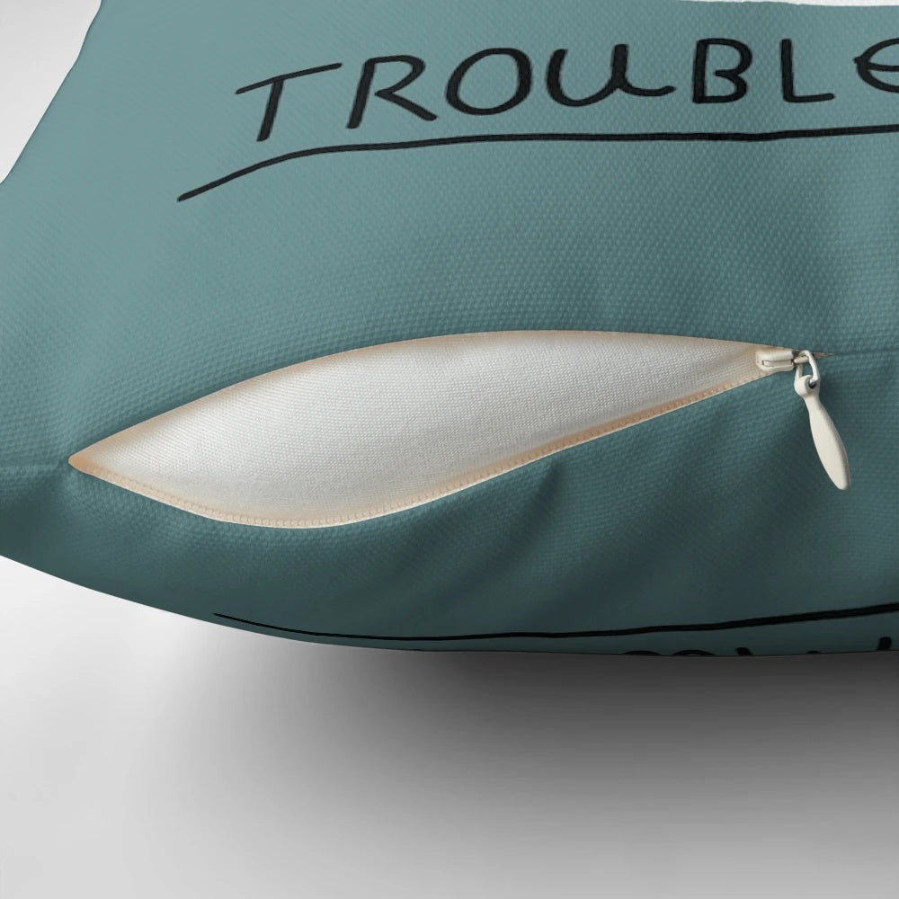 An anime-inspired decorative cat throw pillow featuring a simple, traditional gouache cat face design.
