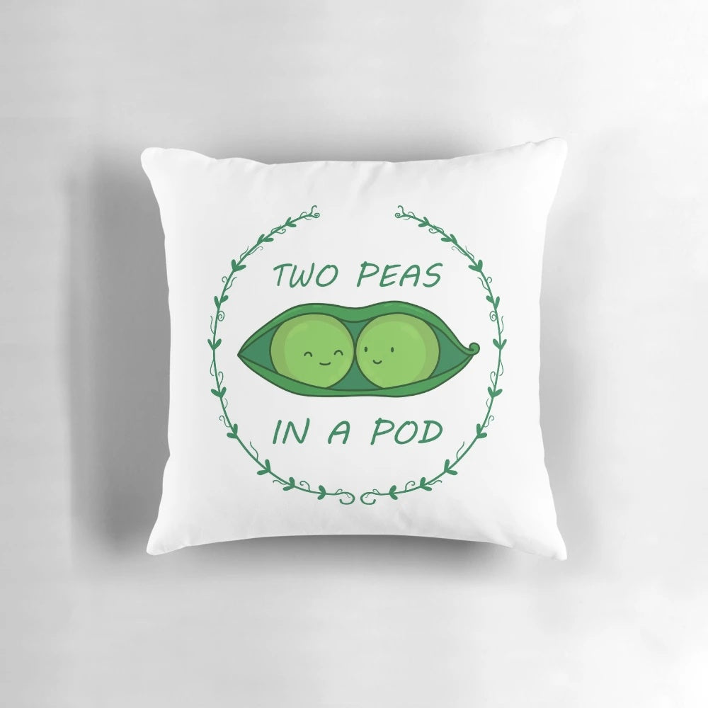 Two green peas in a pod decorative throw pillow, perfect for a cozy, whimsical home decor