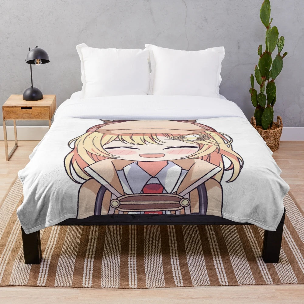 Watson Amelia Chibi Plush Blanket with Cute Anime Design