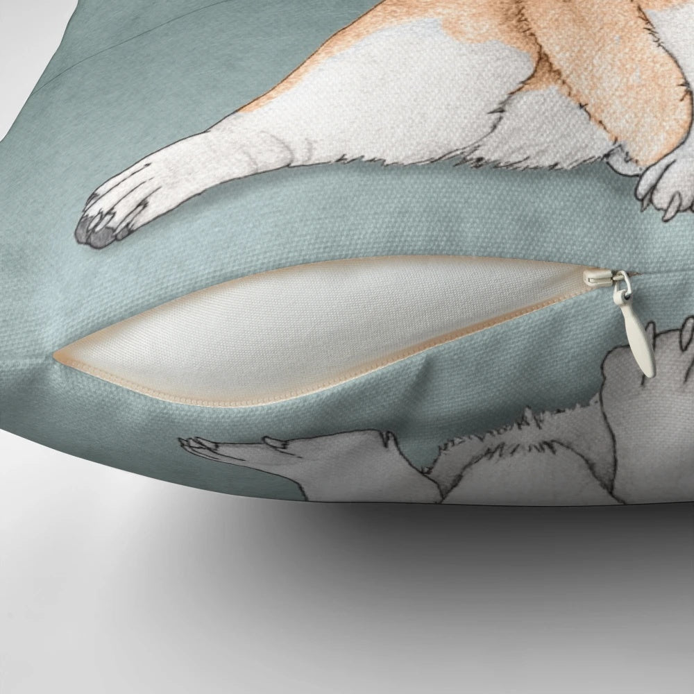 Soft and cuddly Welsh Corgi dog pillow with a sweet smile and vintage bow tie
