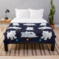 Cute hand-drawn Westie puppy playing on a plush, colorful blanket