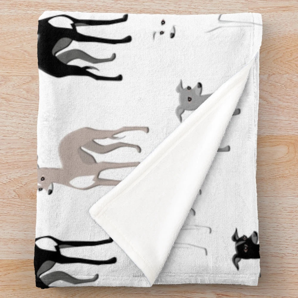 Whippets and Italian Greyhounds pattern plush blanket