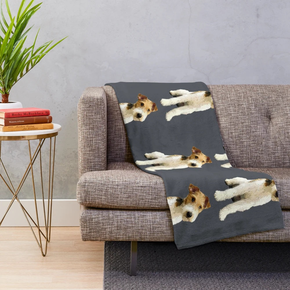 Cozy wire fox terrier plush blanket for dog lovers
