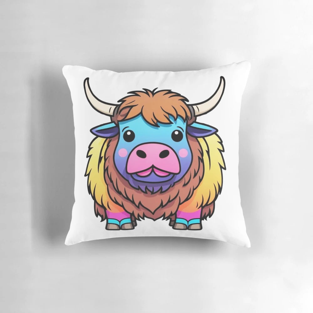 Soft and huggable yak-themed plush pillow with a charming, whimsical design