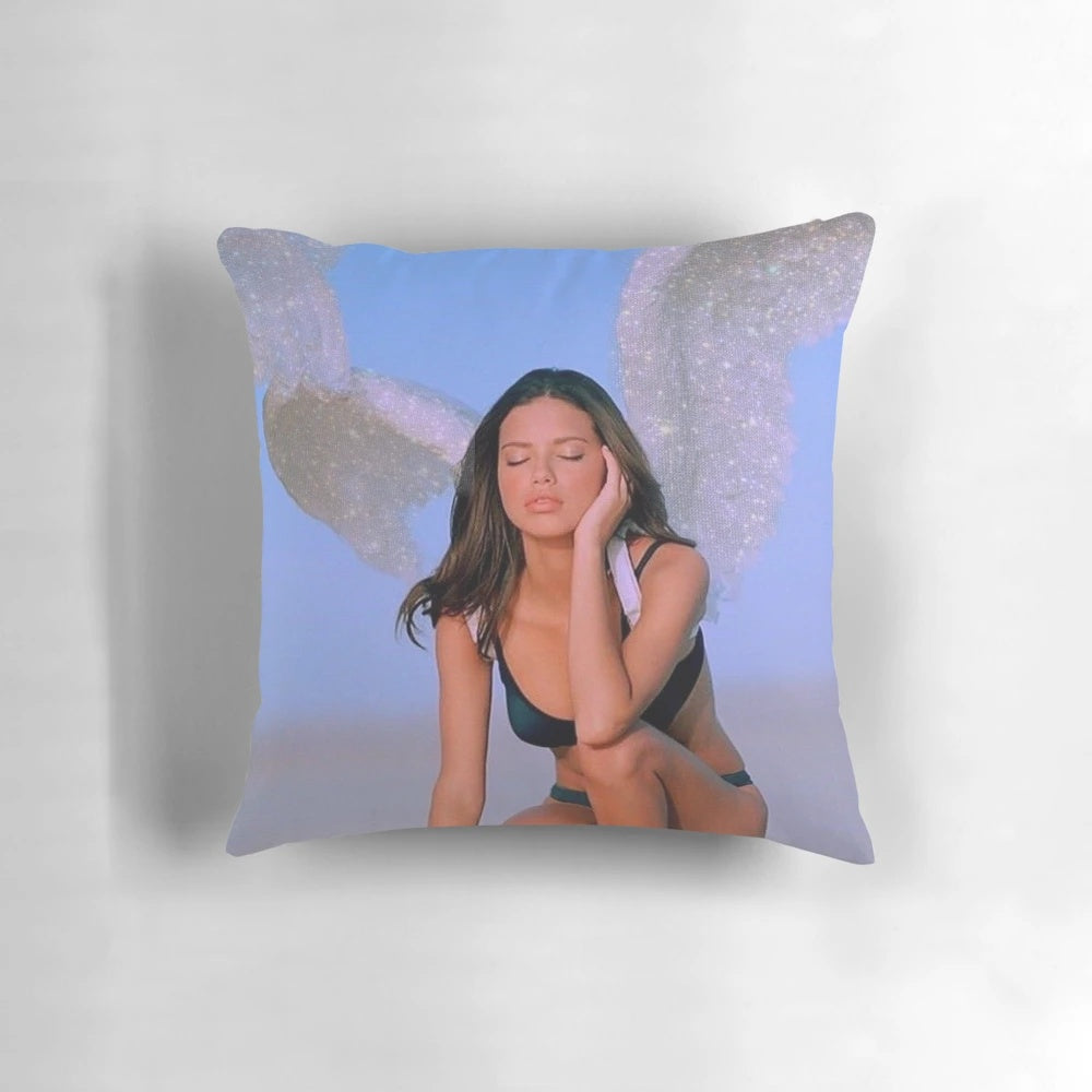 Adriana Lima Y2K aesthetic glitter pillow with a dreamy, retro vibe