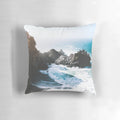 Outdoor pillow with a stunning waterfall and coastal design