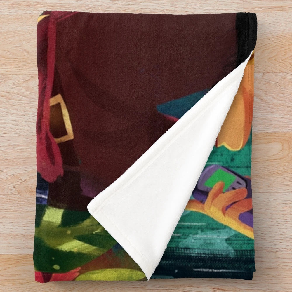 Uncharted-inspired plush blanket with nature and adventure theme