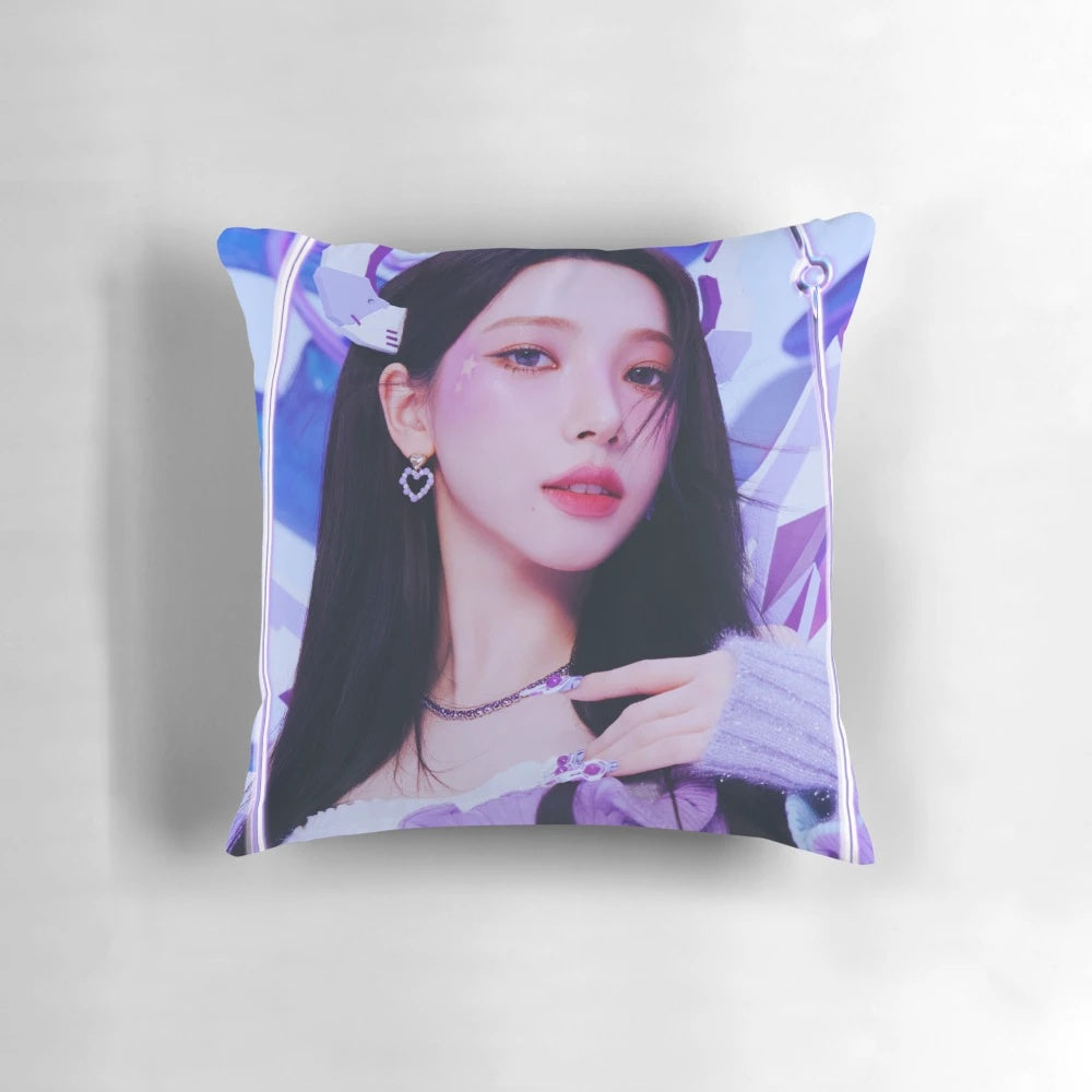 Soft, plush pillow featuring the image of Aespa member Karina, a popular K-pop idol.