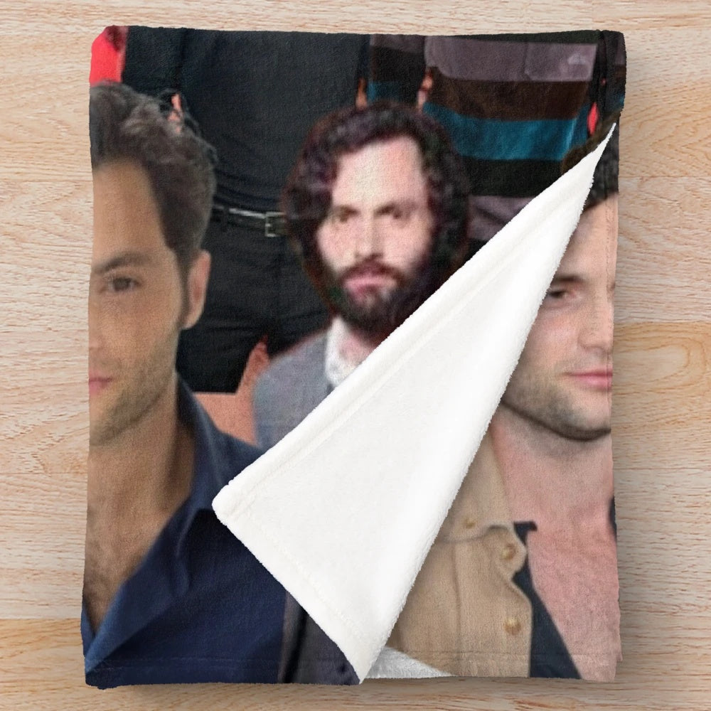 Collage of Penn Badgley, American actor, in an aesthetic design