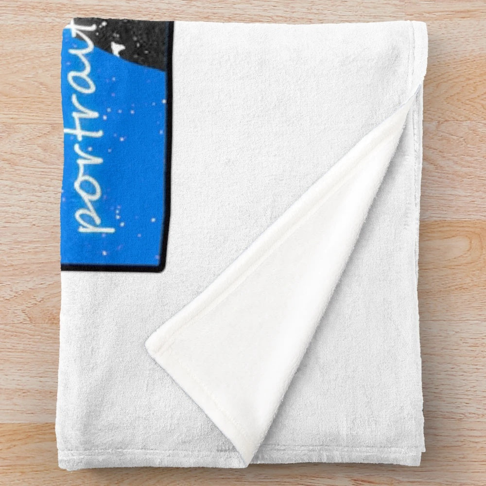 Aesthetic portrait cinema plush blanket with French movie, feminist, and girl power designs