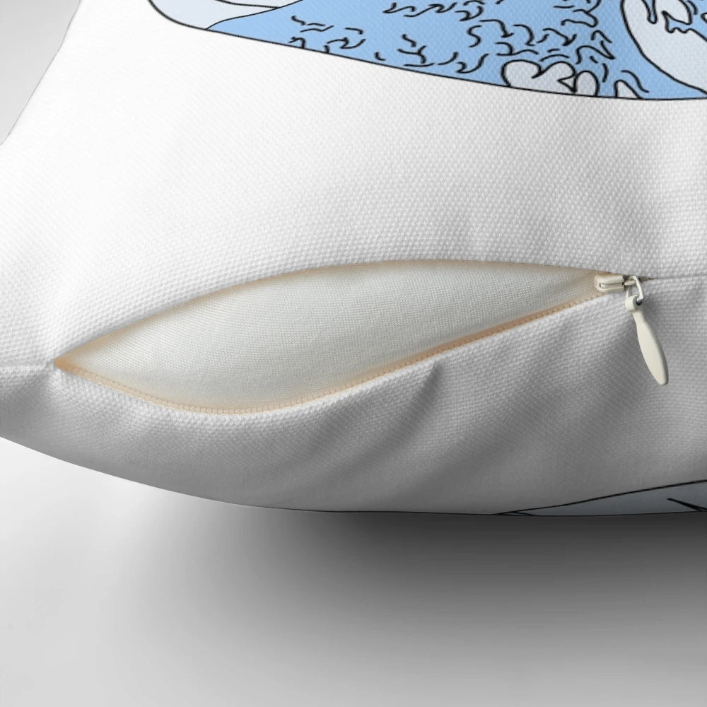 Aesthetic wave-patterned decorative pillow with a cool, grunge-inspired design