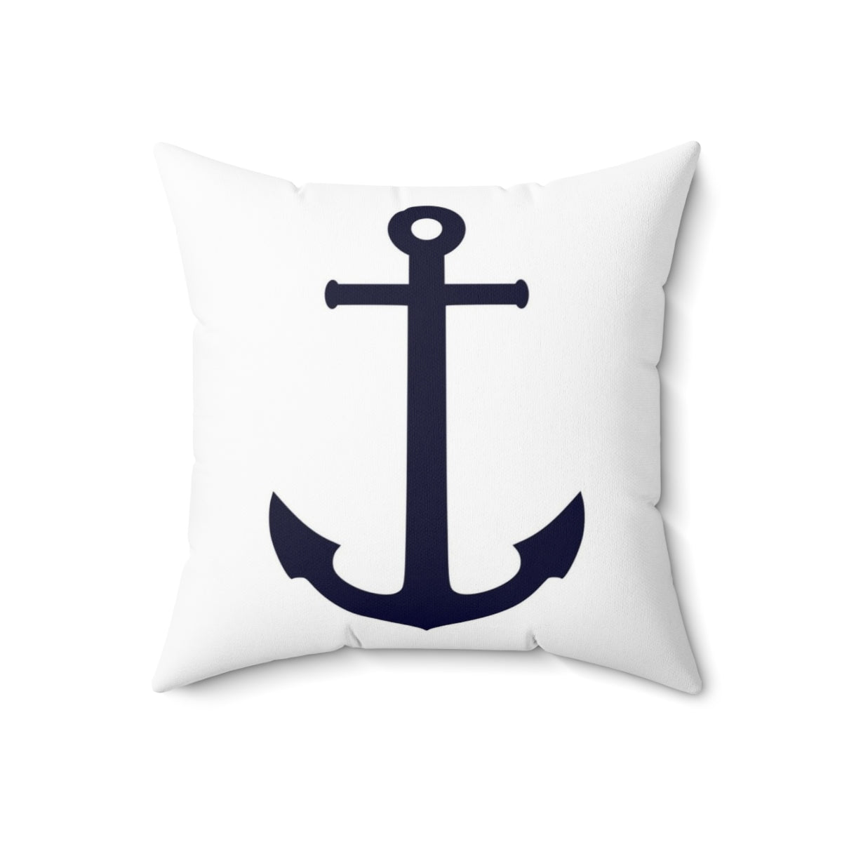 Navy blue anchor-themed pillow against a white background - Back