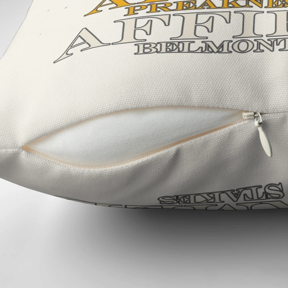 Pillow featuring the 1978 Triple Crown champion Affirmed, a legendary racehorse