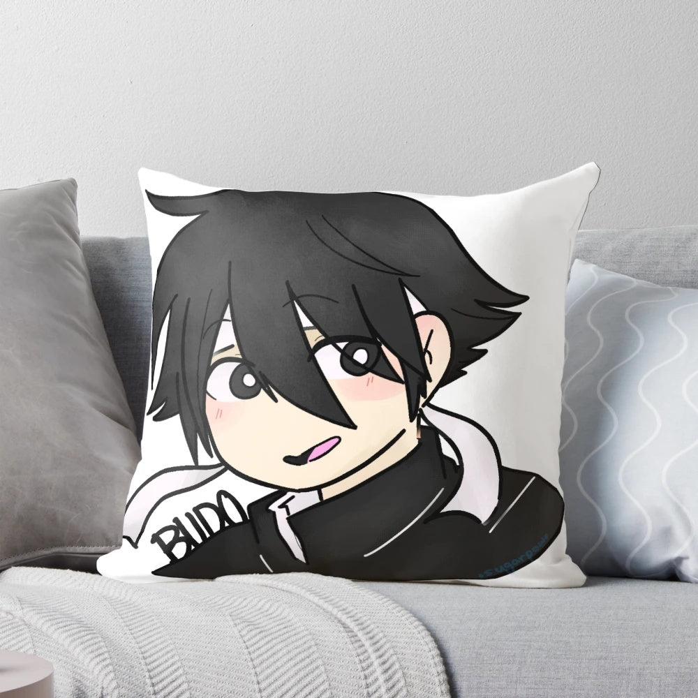 A high-quality pillow featuring the character Budo from the popular anime game Yandere Simulator.