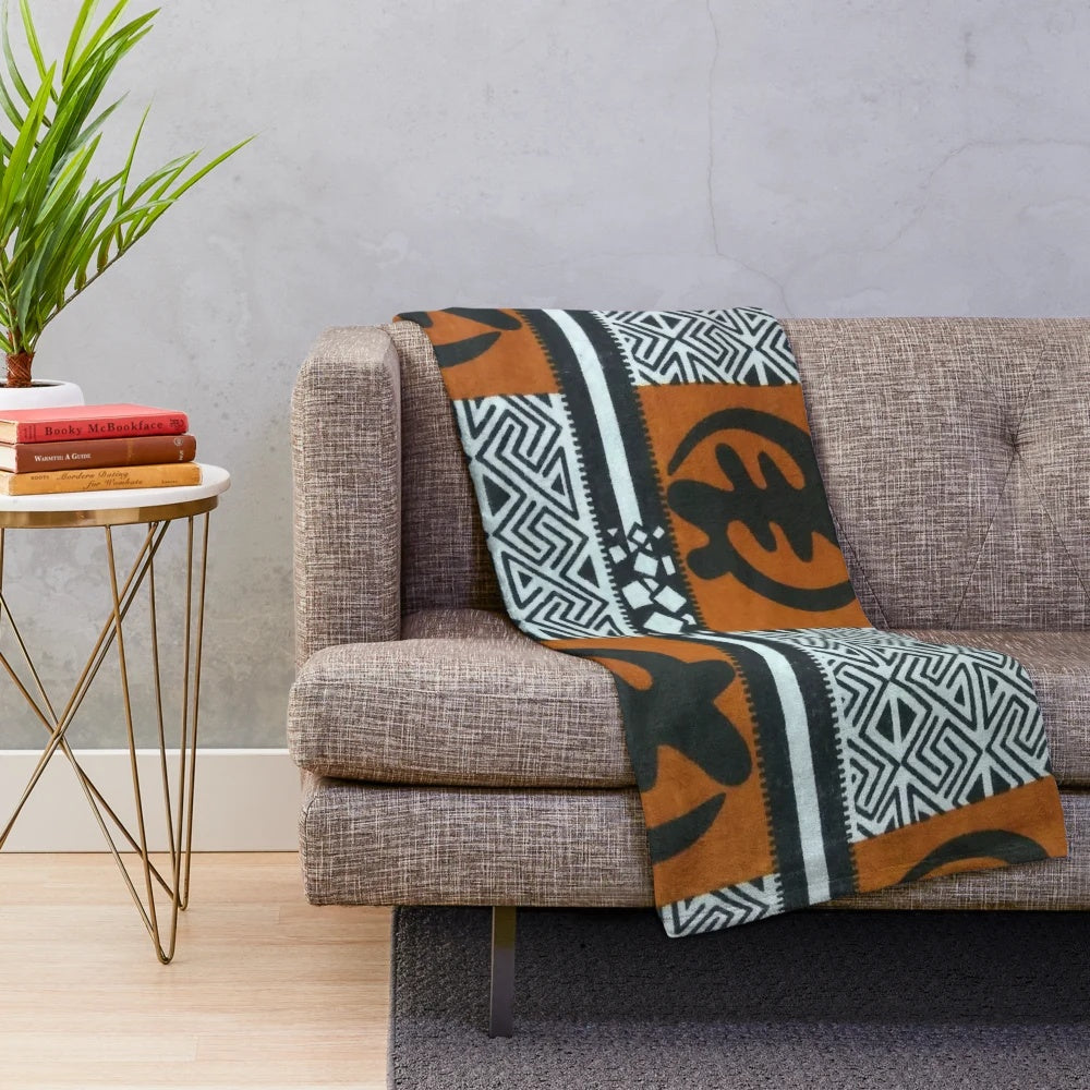 Ghanaian Gye Nyame African print plush blanket
