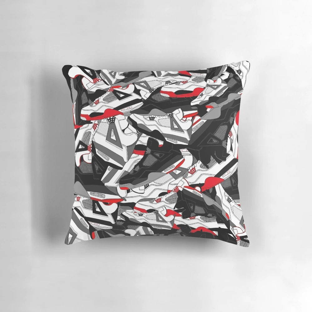 A vibrant, abstract art pillow design inspired by the iconic Air Jordan sneaker silhouette.