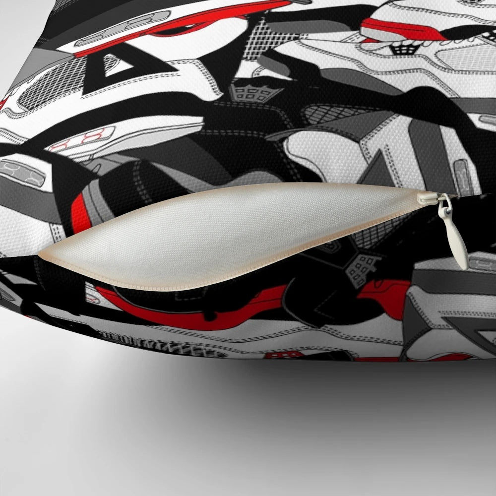 A vibrant, abstract art pillow design inspired by the iconic Air Jordan sneaker silhouette.