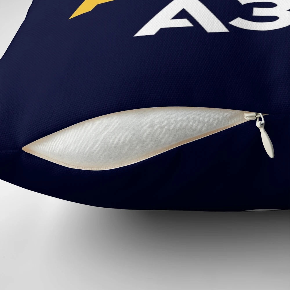 Airbus A350 plane against a colorful sunset, an aviation-themed decorative pillow gift