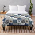 Airedale patchwork design plush blanket with cute dog motif