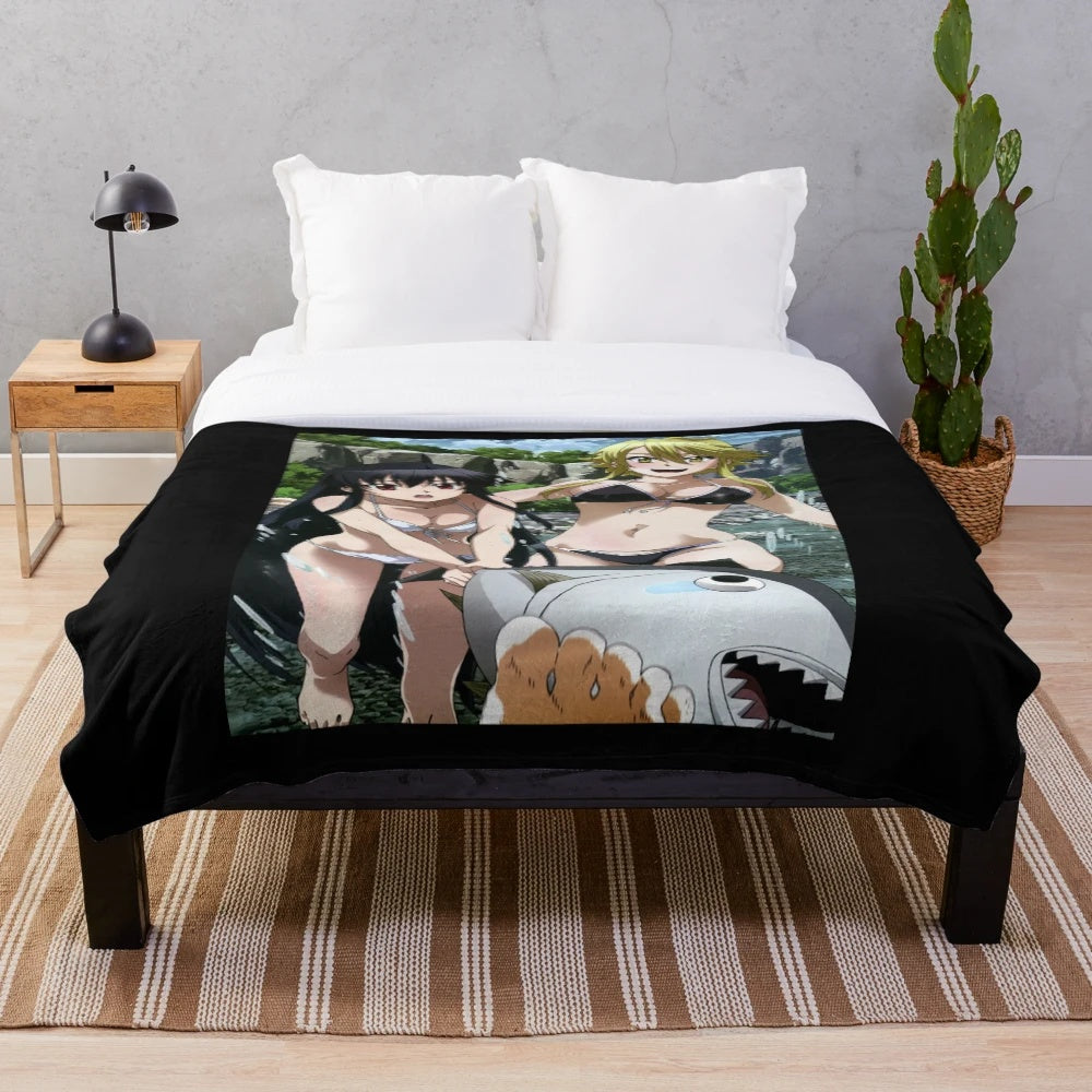 Akame ga Kill-inspired plush blanket with characters from the anime series