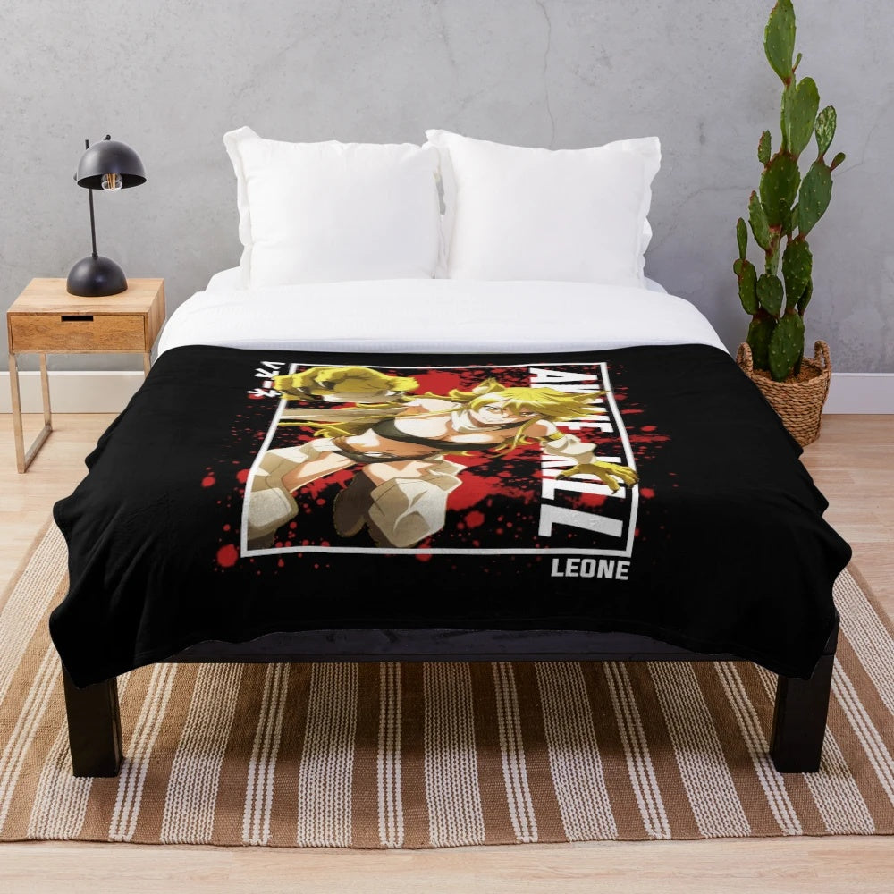 Akame Ga Kill inspired plush blanket featuring the character Leone