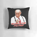 Colorful polygon-patterned pillow featuring "Respect the Polygon" design