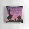 Vibrant Aladdin and Jasmine printed pillow with a balcony scene