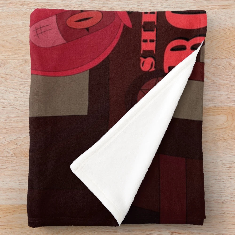 Alastor-inspired plush blanket, featuring the Radio Demon from the Hazbin Hotel cartoon