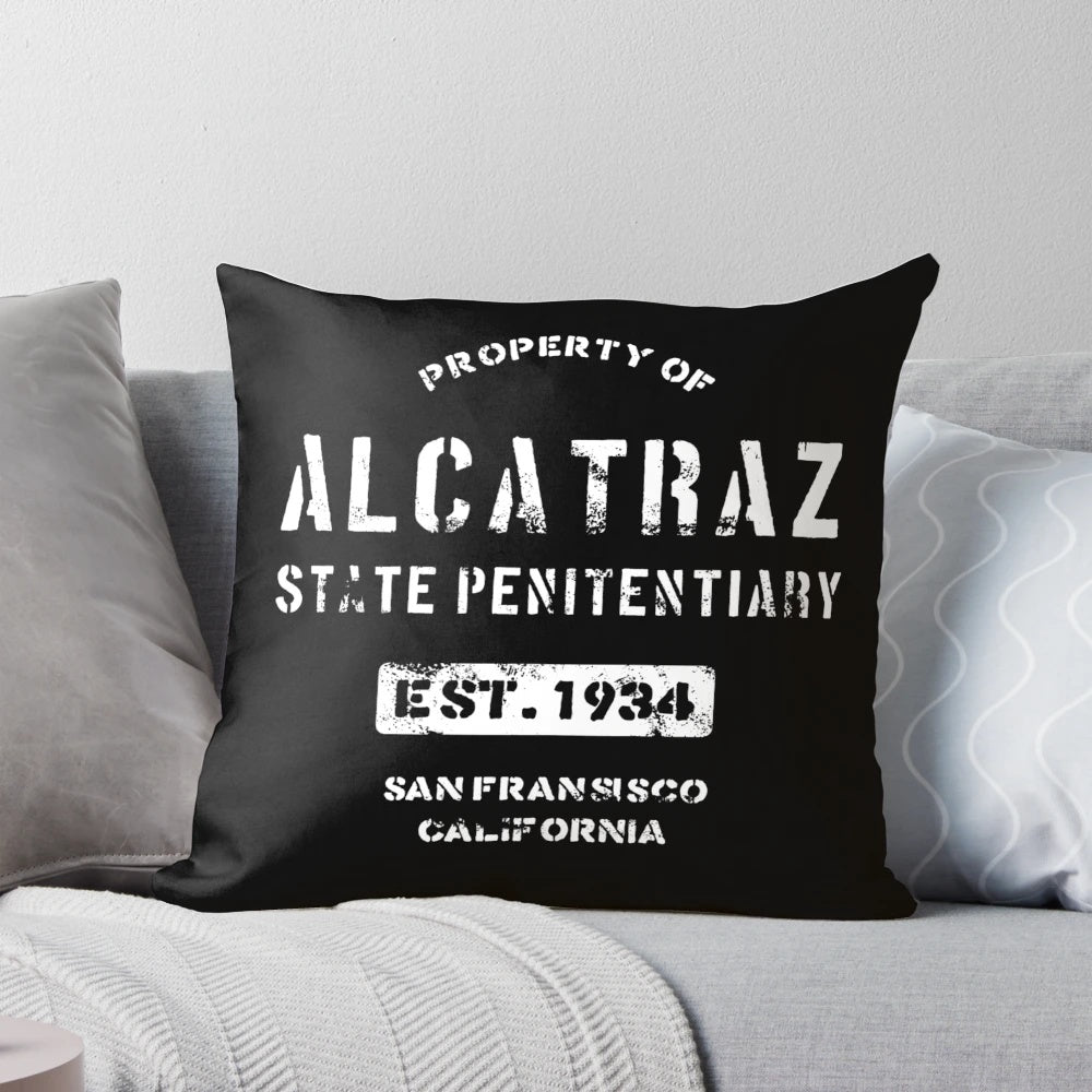 Alcatraz Penitentiary Prison T-Shirt Pillow - Iconic California Correctional Facility Memorabilia