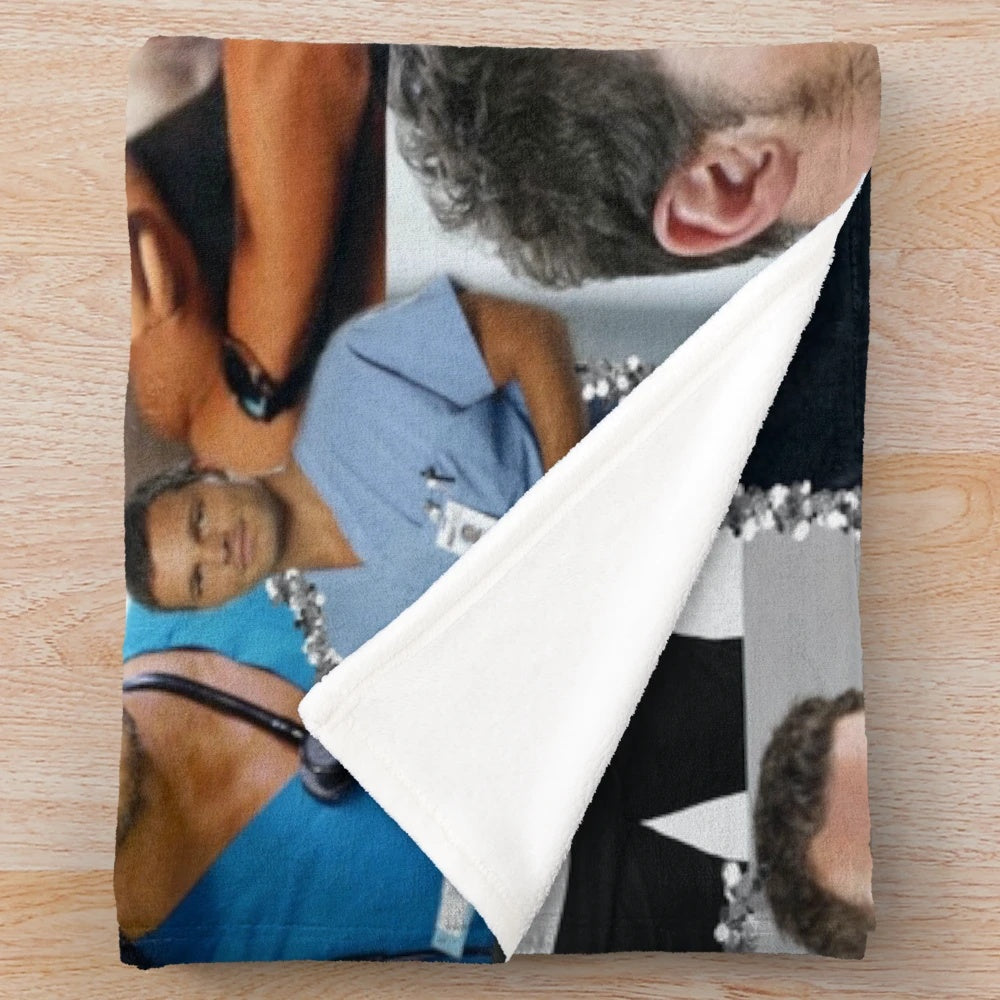 Alex Karev from Grey's Anatomy inspired black and white collage design plush blanket