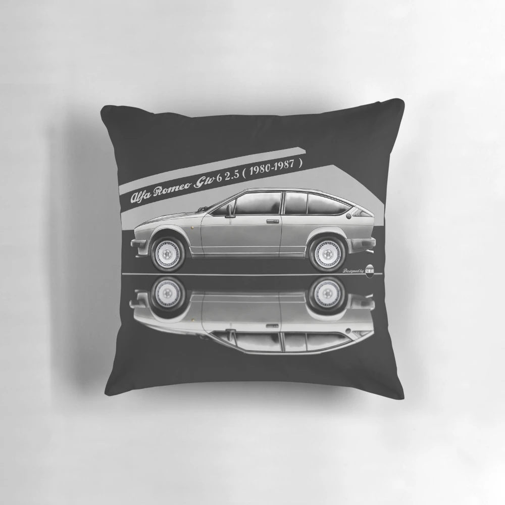 Alfa Romeo GTV 6 Silver Gray Automotive Art Pillow