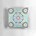 Alhambra-inspired geometric mosaic pattern on a decorative pillow