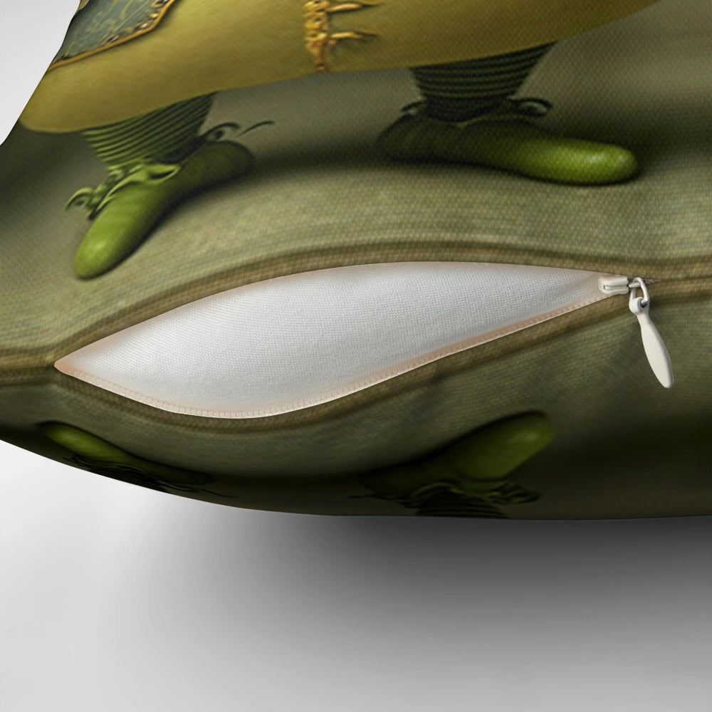 "Colorful Alice in Wonderland inspired pillow featuring Tweedledee and Tweedledum characters"