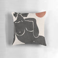 Elegant black and white erotic art pillow featuring a sensual pinup-style image