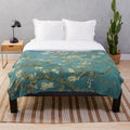 Almond Blossom Plush Blanket Inspired by Iconic Landscape Painting of Vincent Van Gogh