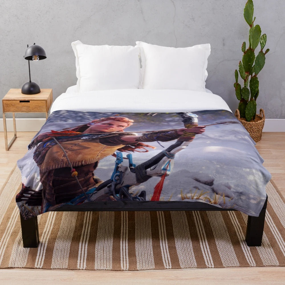 Aloy Plush Blanket featuring the protagonist from the Horizon video game series