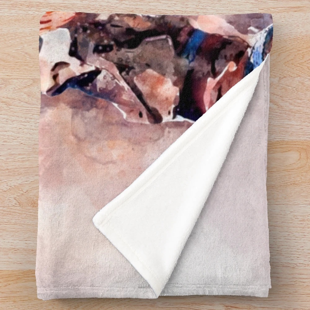 Aloy watercolor painting plush blanket featuring the protagonist of Horizon Zero Dawn video game