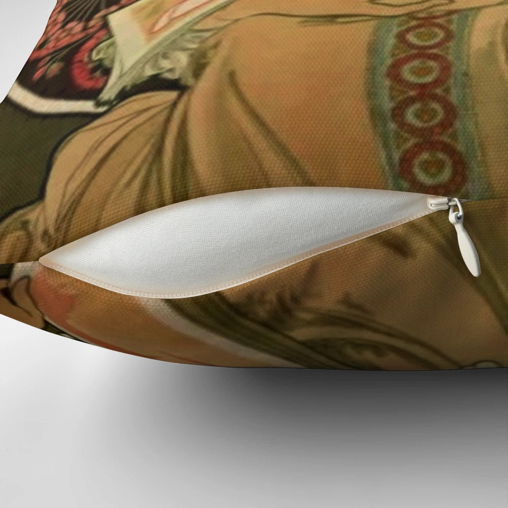 Alphonse Mucha inspired art nouveau four seasons pillow