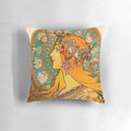 Alphonse Mucha's Zodiac (1896) design featured on a high-quality decorative pillow.