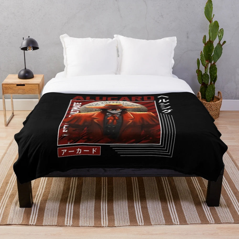 Alucard Hellsing inspired dark fantasy plush blanket
