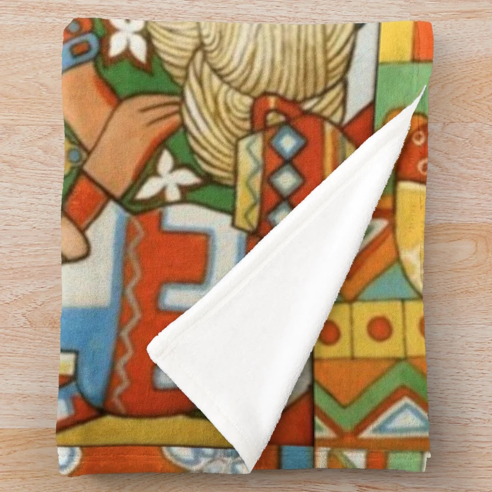 Amazigh Berber plush blanket featuring traditional cultural patterns and designs