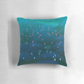 Amazonian Flight Pillow featuring a vibrant blue tropical landscape and wildlife