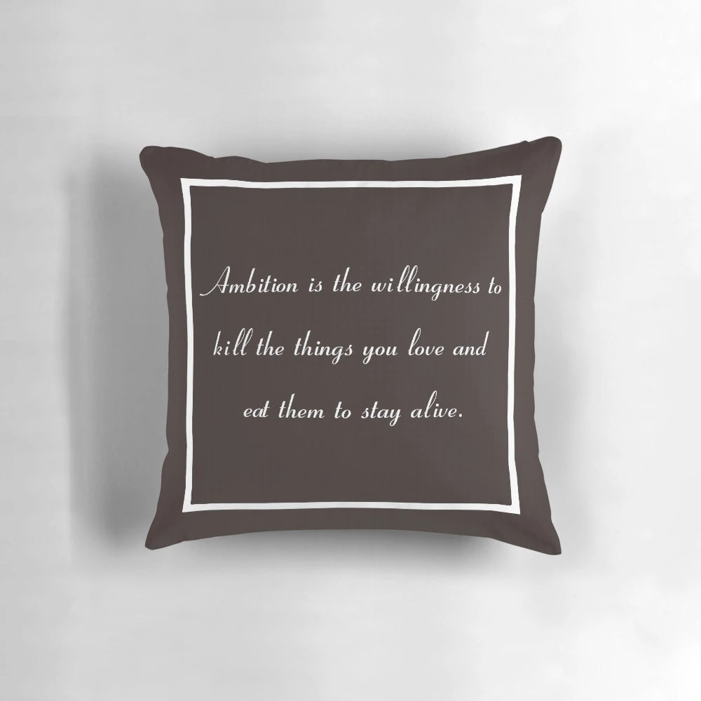 30 Rock inspired ambition pillow featuring a quote from the character Jack Donaghy