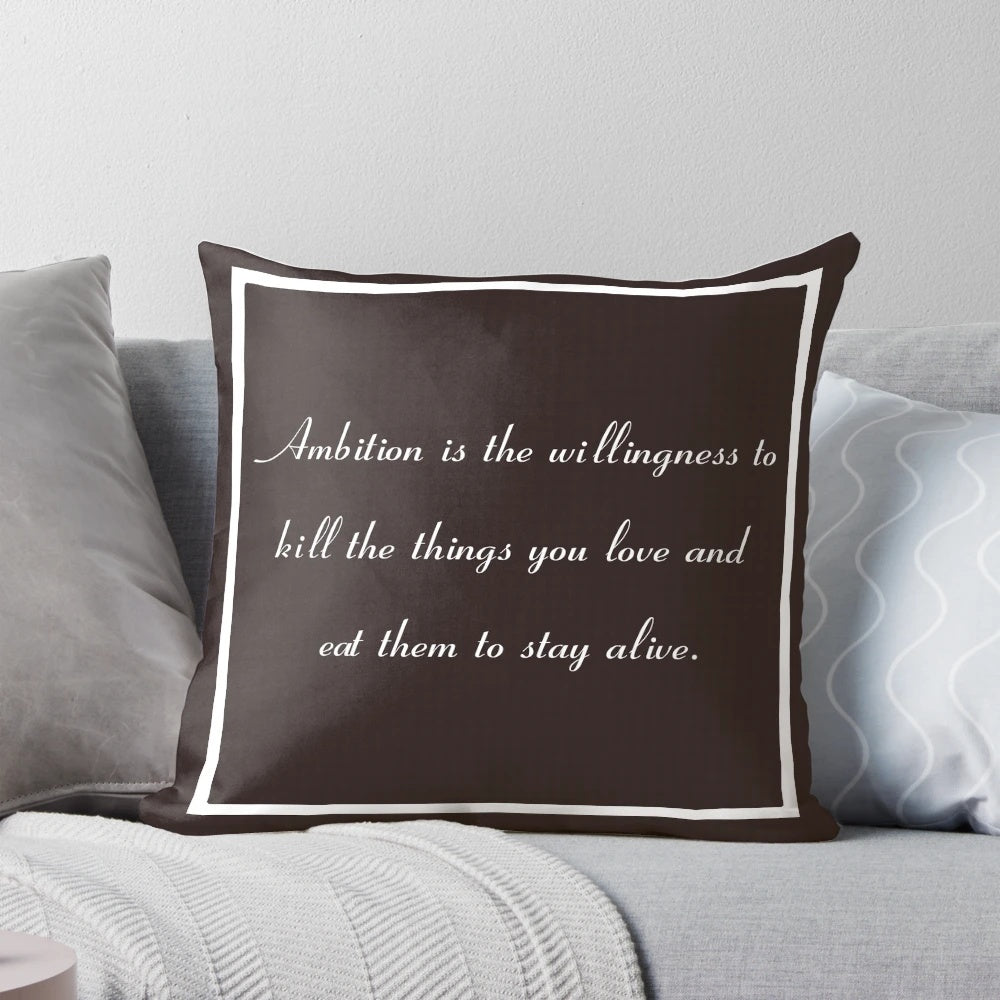 30 Rock inspired ambition pillow featuring a quote from the character Jack Donaghy