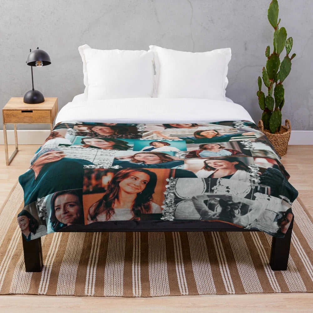 Amelia Shepherd collage, grey anatomy inspired plush blanket