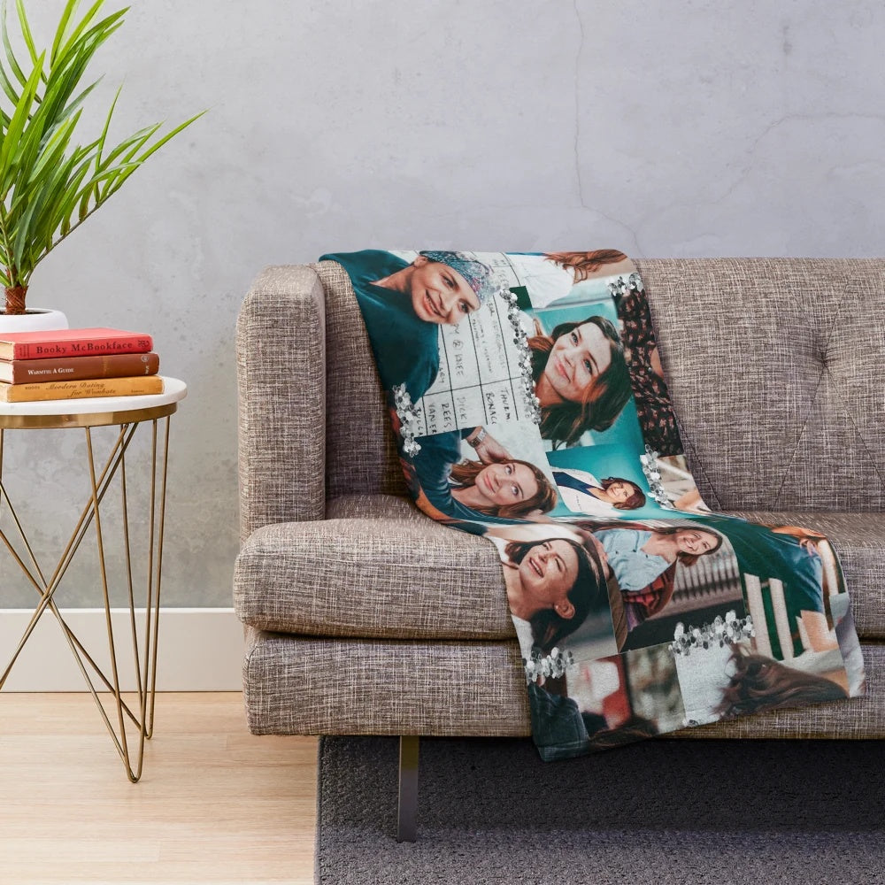 Amelia Shepherd collage, grey anatomy inspired plush blanket
