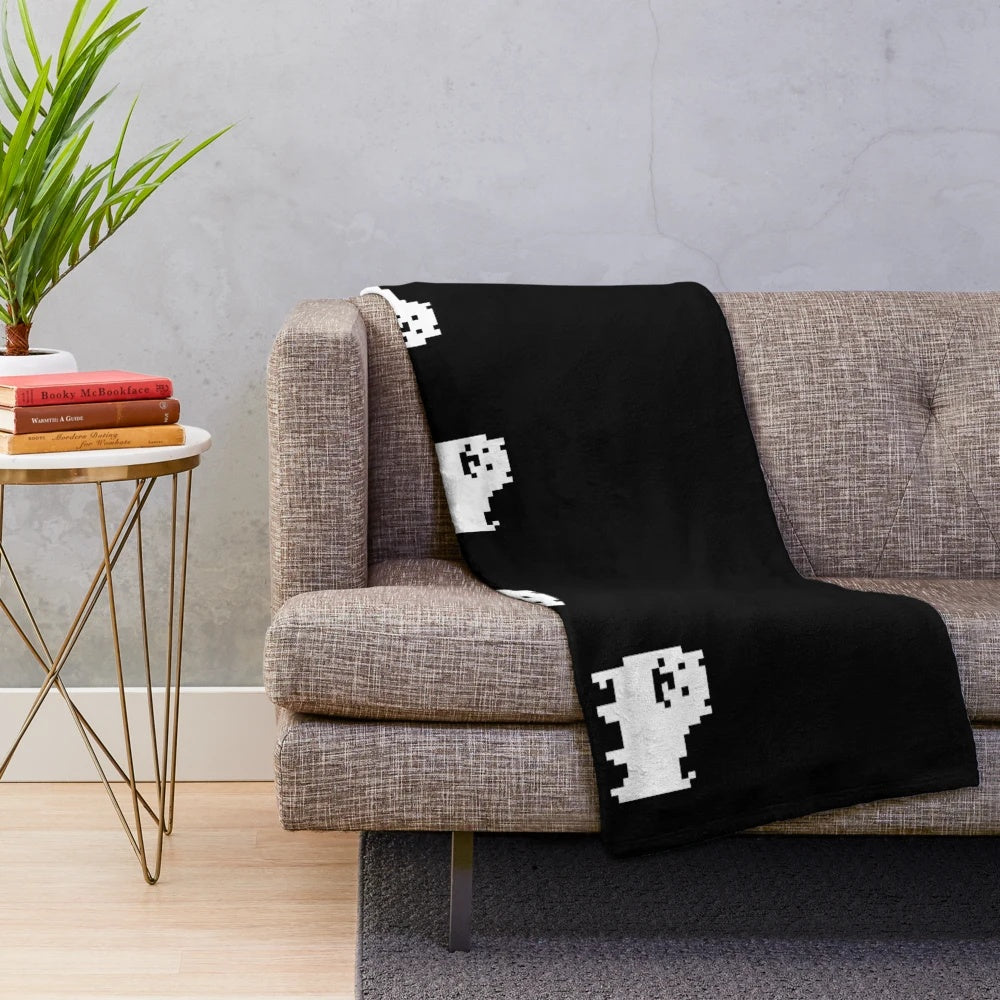 Amusing Annoying Dog Plush Blanket with Skeleton and Skull Graphics