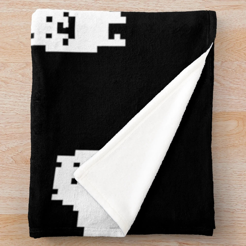 Amusing Annoying Dog Plush Blanket with Skeleton and Skull Graphics