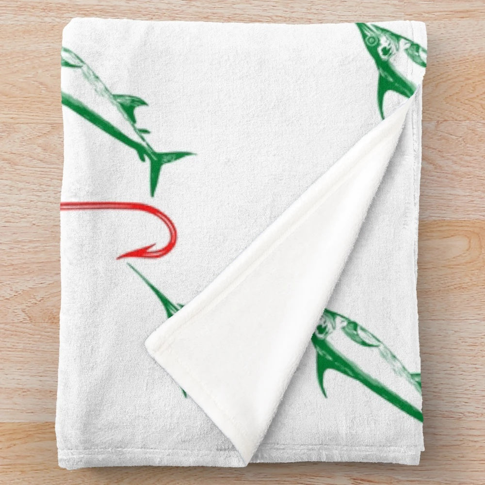 Funny fishing plush blanket featuring humorous fishing-related designs