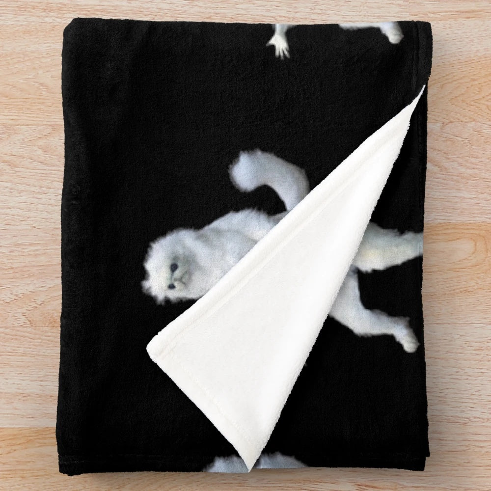 Plush blanket featuring a humorous Persian cat meme design